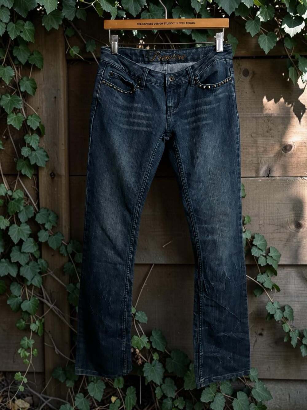 Premiere Denim Women's Bootcut Jeans with Studded Pocket Embellishments Size 3/4